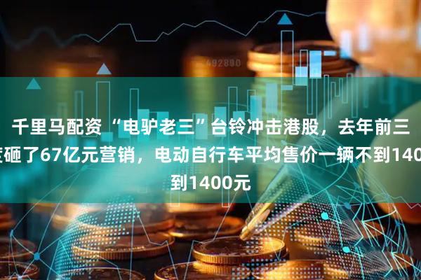 千里马配资 “电驴老三”台铃冲击港股,去年前三季度砸了67亿元营销,电动自行车平均售价一辆不到1400元